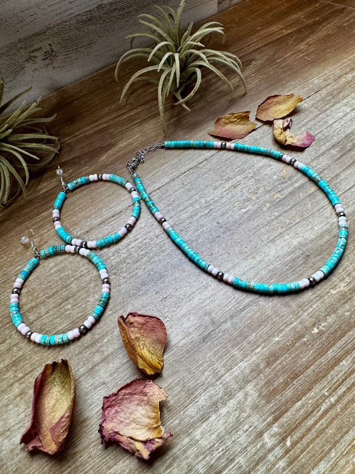 Turquoise Variscite & Pink Conch Choker – Exclusive Bijoux FAB Design Necklaces Shopify Collective The Bijoux FAB Jewelry The Bijoux FAB Jewelry