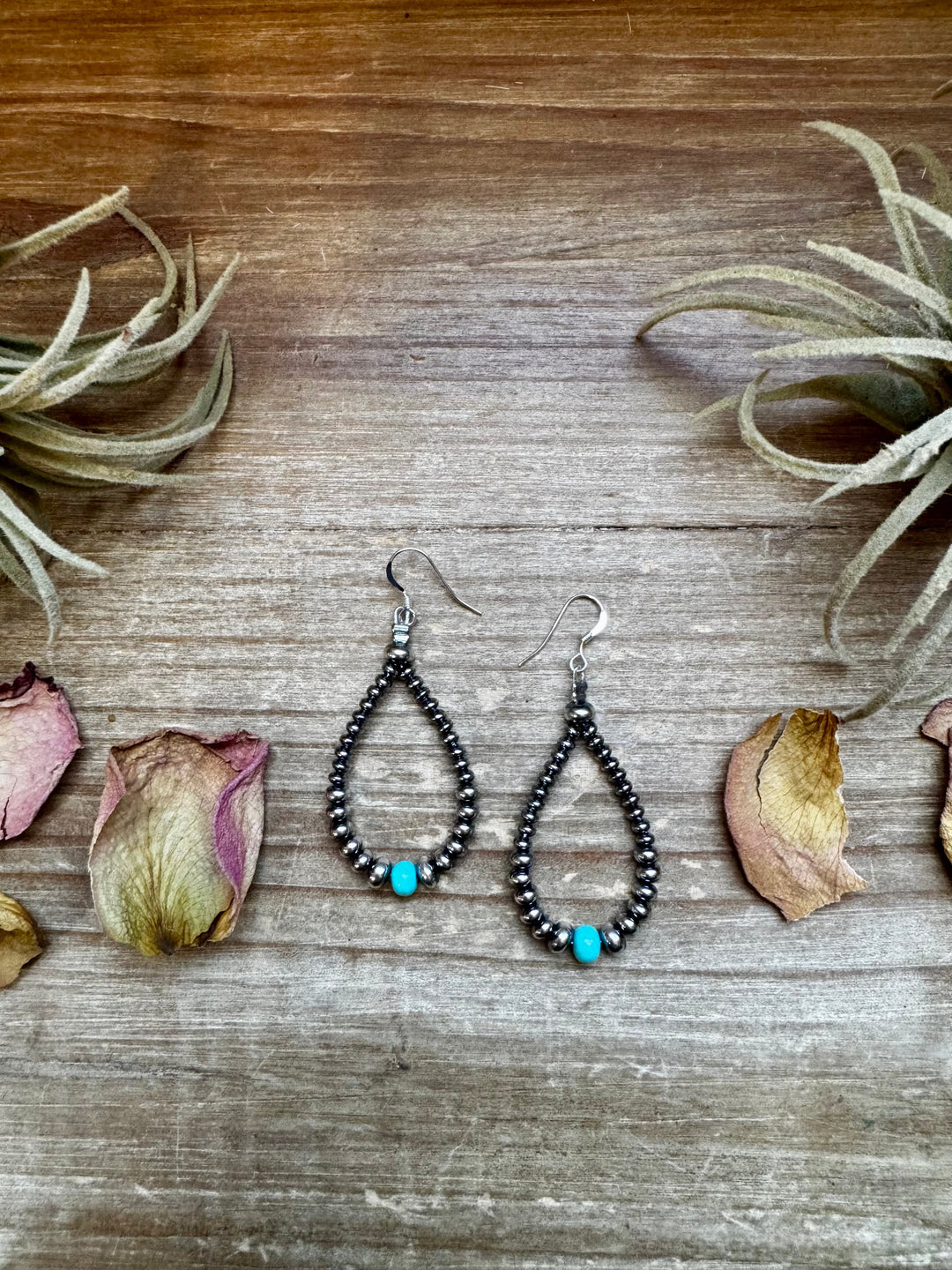 Smaller Sterling saucer Silver Pearls earrings teardrop - With Turquoise Earrings Shopify Collective The Bijoux FAB Jewelry The Bijoux FAB Jewelry