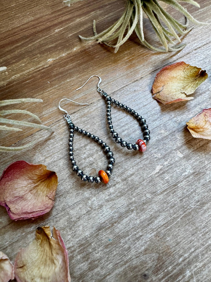 Teardrop Earrings – Sterling Silver with Spiny Oyster Center Earrings Shopify Collective The Bijoux FAB Jewelry The Bijoux FAB Jewelry