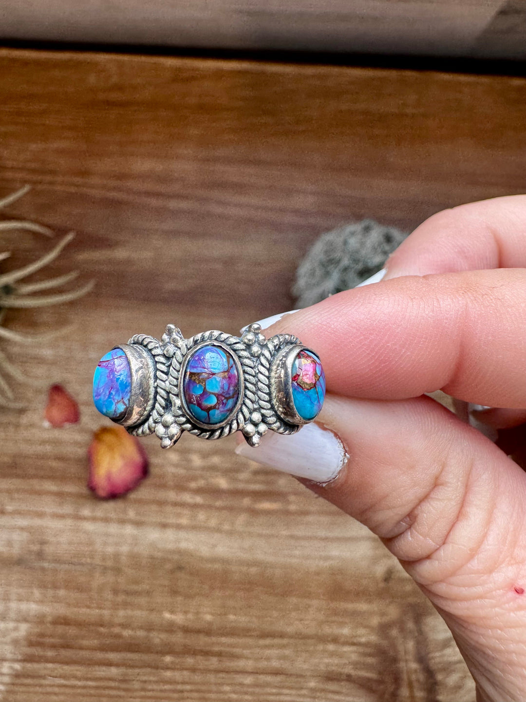Band Ring - Size 8 12 - Purple Dahlia & sterling silver ring Shopify Collective The Bijoux FAB Jewelry The Bijoux FAB Jewelry