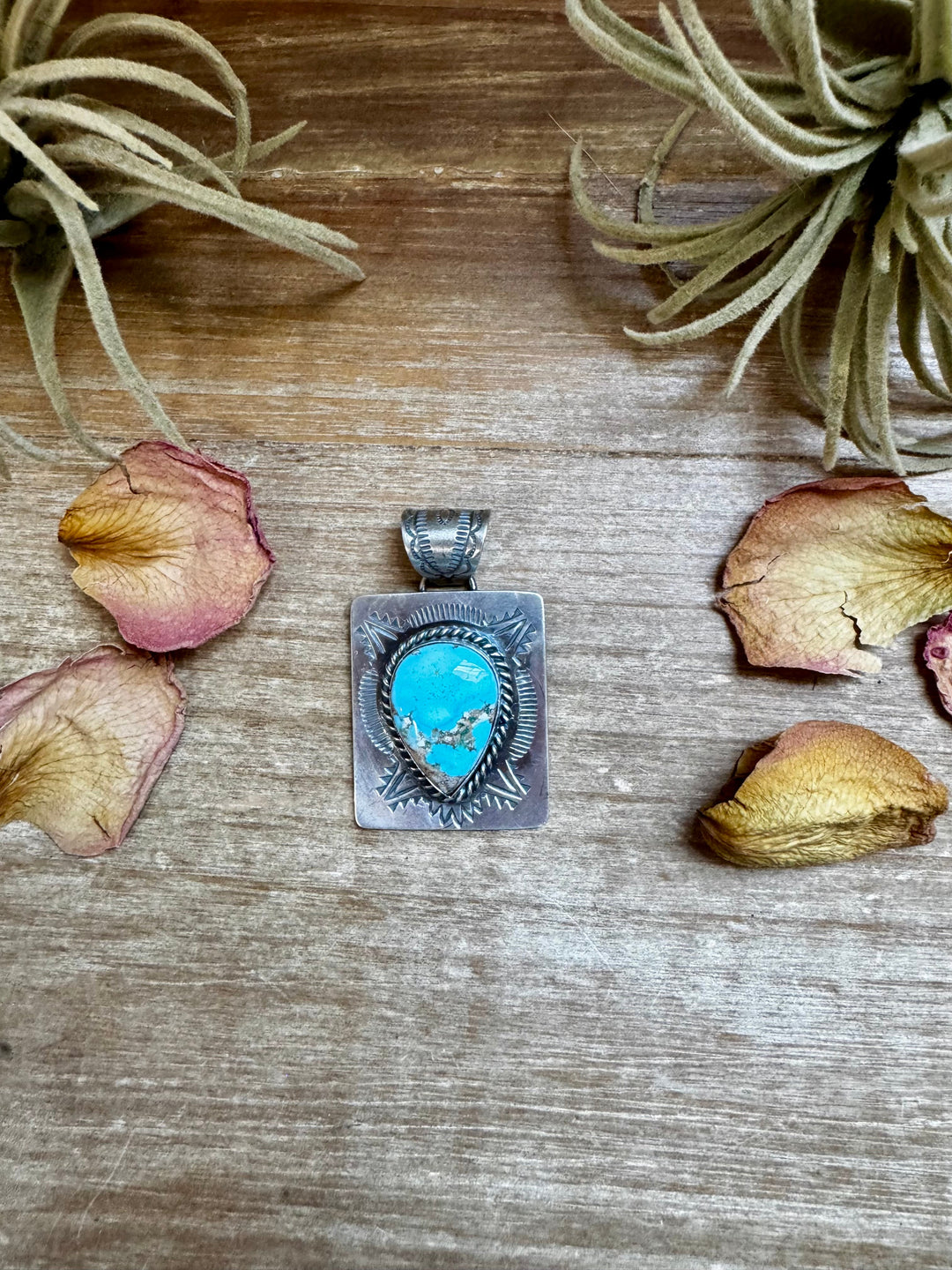 Golden Hill Turquoise Pendant – Navajo Handmade by Ned Nez, Sterling Silver Pendant Shopify Collective The Bijoux FAB Jewelry The Bijoux FAB Jewelry