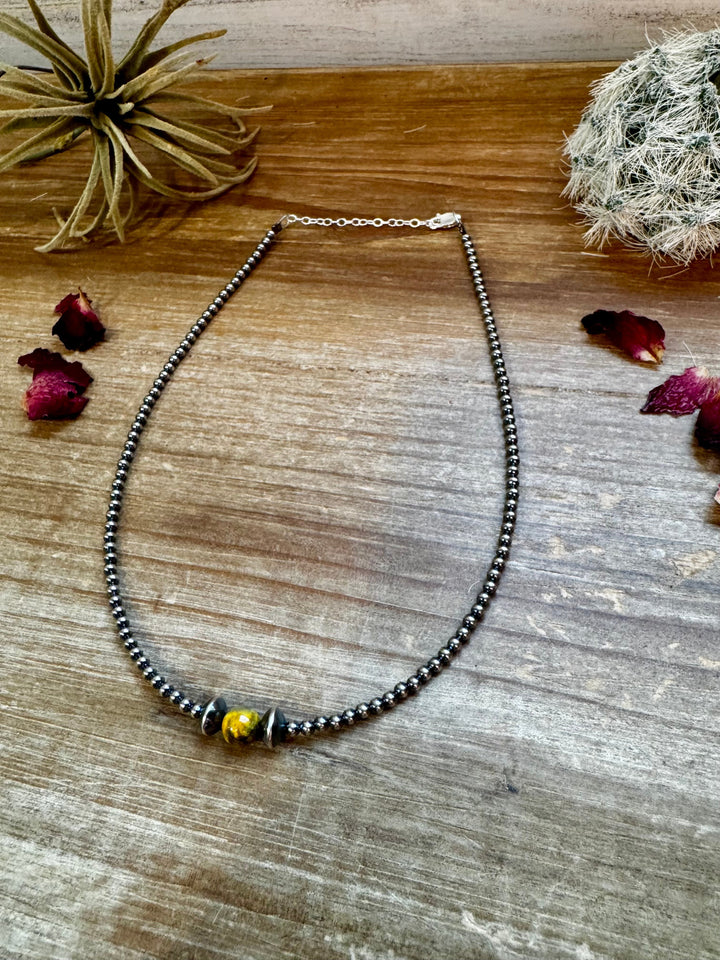 14 inch 3 mm sterling silver pearls choker - with bumblebees beads Necklaces Shopify Collective The Bijoux FAB Jewelry The Bijoux FAB Jewelry
