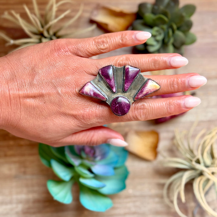 MJ Purple Spiny Oyster Ring – Sterling Silver Adjustable Band Ring Shopify Collective The Bijoux FAB Jewelry The Bijoux FAB Jewelry