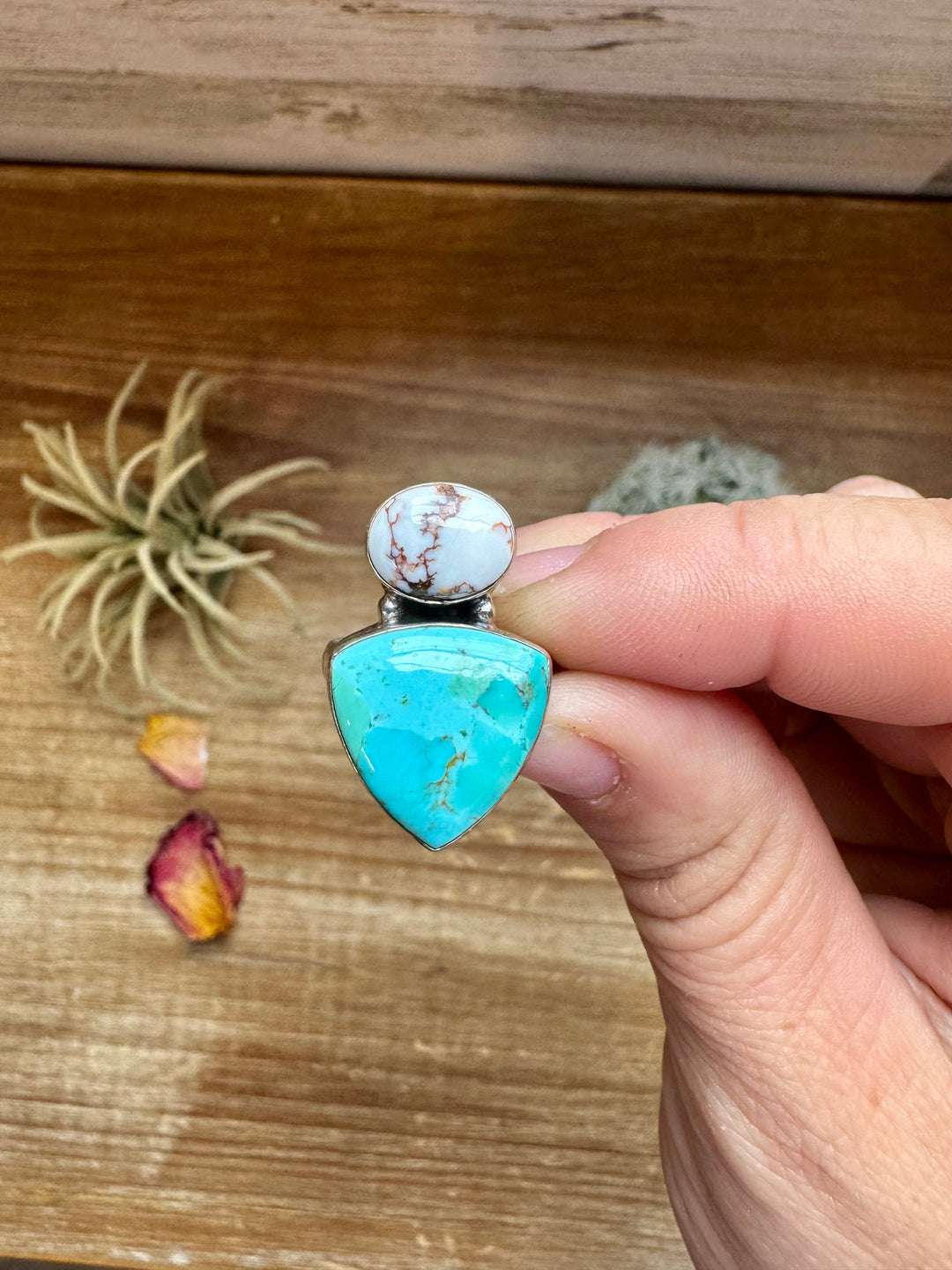Multi Stone Ring - Size 5 - Kingman turquoise, Wild horse and sterling silver ring Shopify Collective The Bijoux FAB Jewelry The Bijoux FAB Jewelry