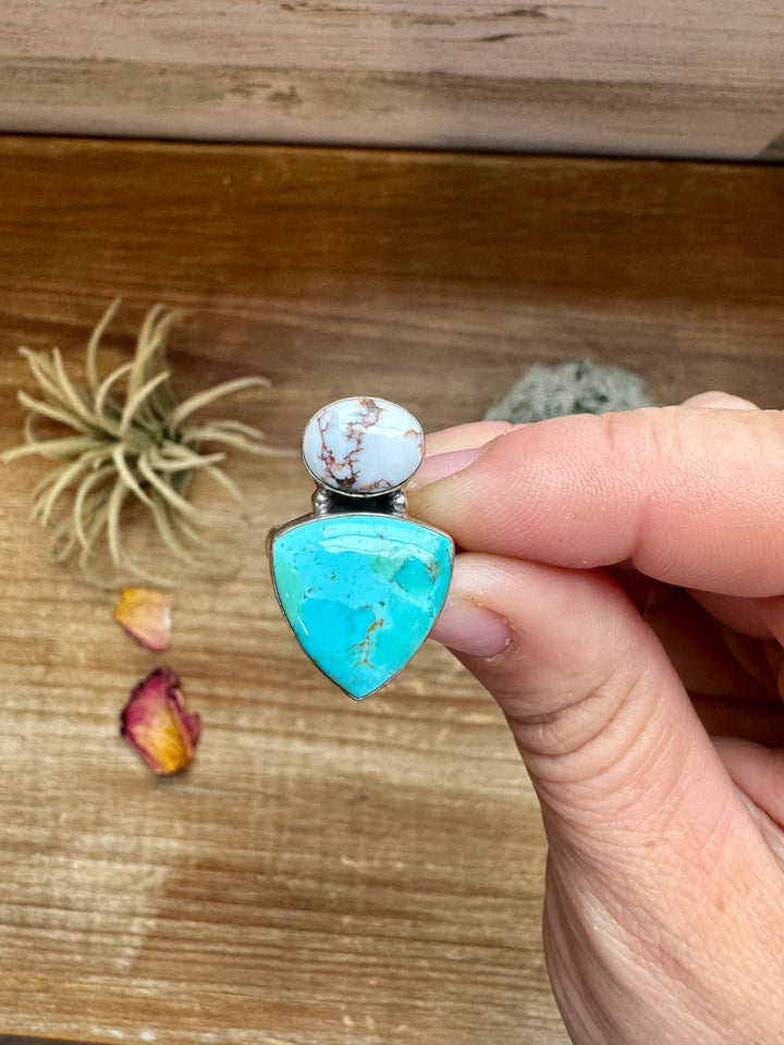 Multi Stone Ring - Size 5 - Kingman turquoise, Wild horse and sterling silver ring Shopify Collective The Bijoux FAB Jewelry The Bijoux FAB Jewelry