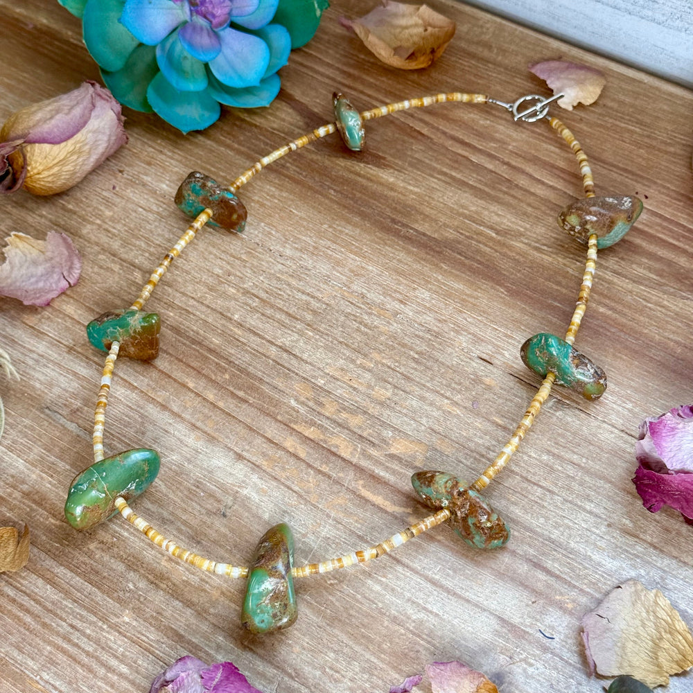 22” Chunky Turquoise & Shell Heishi Necklace Necklaces Shopify Collective The Bijoux FAB Jewelry The Bijoux FAB Jewelry