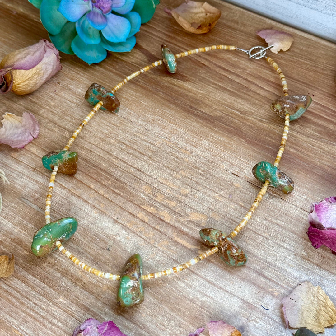 22” Chunky Turquoise & Shell Heishi Necklace Necklaces Shopify Collective The Bijoux FAB Jewelry The Bijoux FAB Jewelry