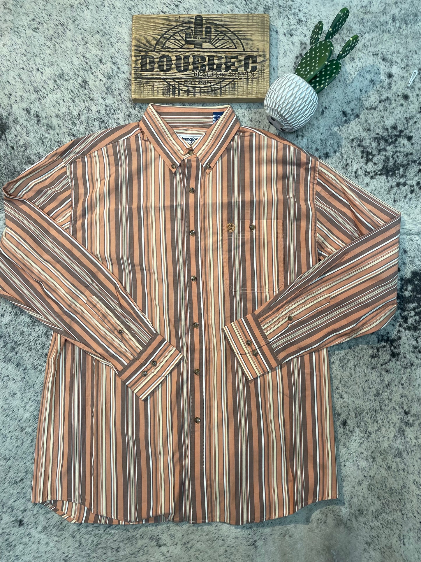 Wrangler® George Strait Collection One Pocket Long Sleeve Shirt - Brown Multi Shirts & Tops Wrangler