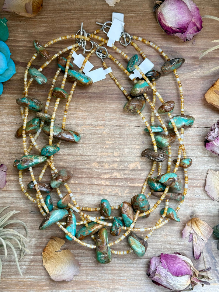 22” Chunky Turquoise & Shell Heishi Necklace Necklaces Shopify Collective The Bijoux FAB Jewelry The Bijoux FAB Jewelry