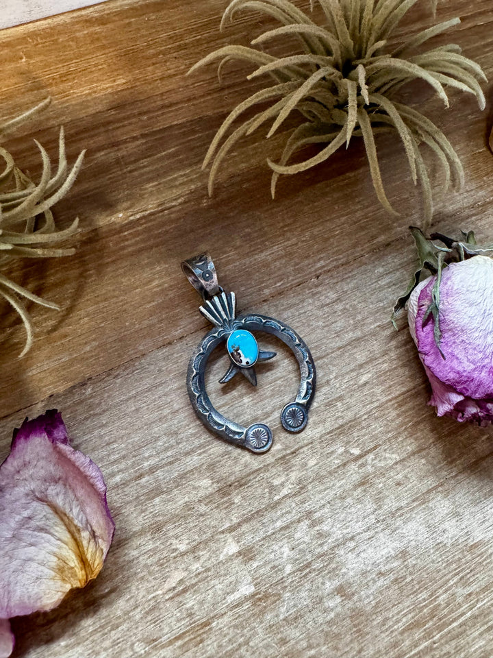 Naja Pendant with Golden Hill Turquoise – Sterling Silver – Native Made by KB – Fits 8mm Pendant Shopify Collective The Bijoux FAB Jewelry The Bijoux FAB Jewelry