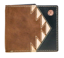 Load image into Gallery viewer, &quot;TONKAWA&quot; BIFOLD HOOEY WALLET BROWN/BLACK W/IVORY AZTEC
