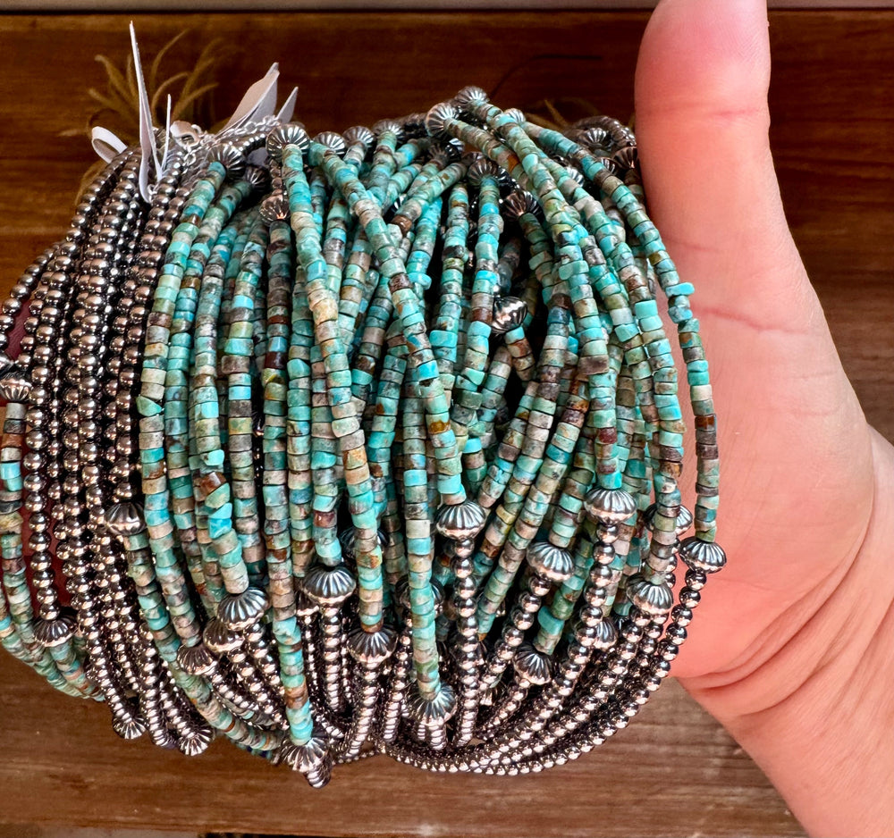 Blue-Green Turquoise Heishi Choker – 14" Choker Shopify Collective The Bijoux FAB Jewelry The Bijoux FAB Jewelry