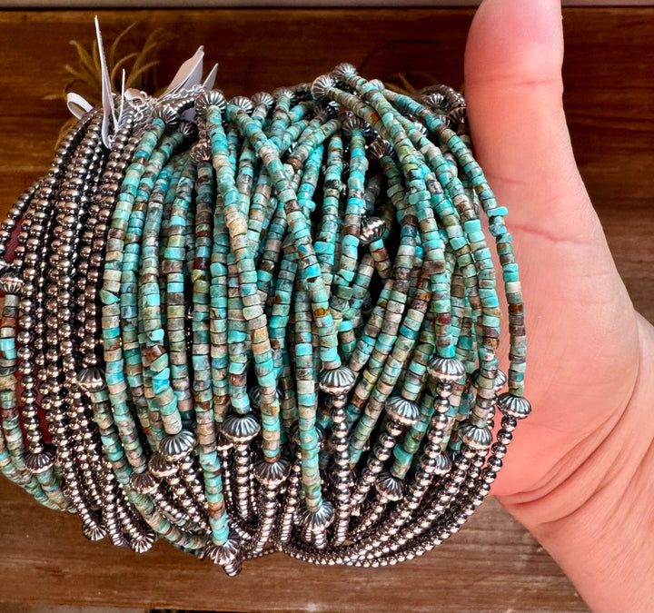 Blue-Green Turquoise Heishi Choker – 14" Choker Shopify Collective The Bijoux FAB Jewelry The Bijoux FAB Jewelry