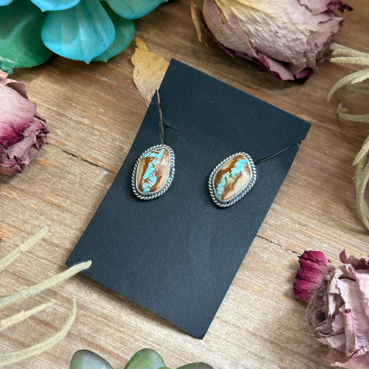 29 - Sterling Silver Ribbon Royston Turquoise Stud Earrings by Jason Ogg Earrings Shopify Collective The Bijoux FAB Jewelry The Bijoux FAB Jewelry