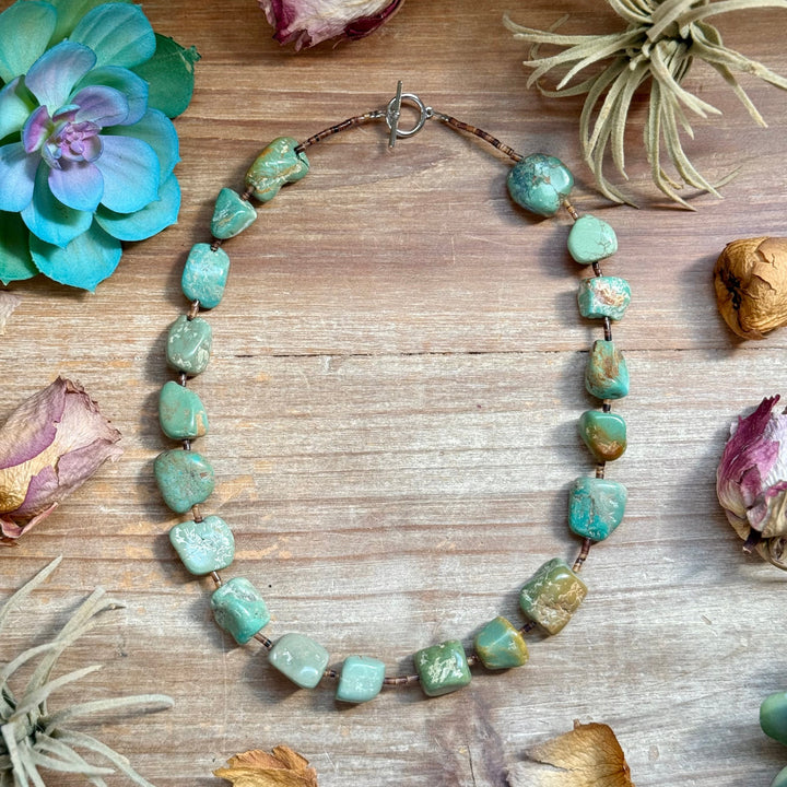 20” Brown Shell & Green Turquoise Nugget Necklace Necklaces Shopify Collective The Bijoux FAB Jewelry The Bijoux FAB Jewelry