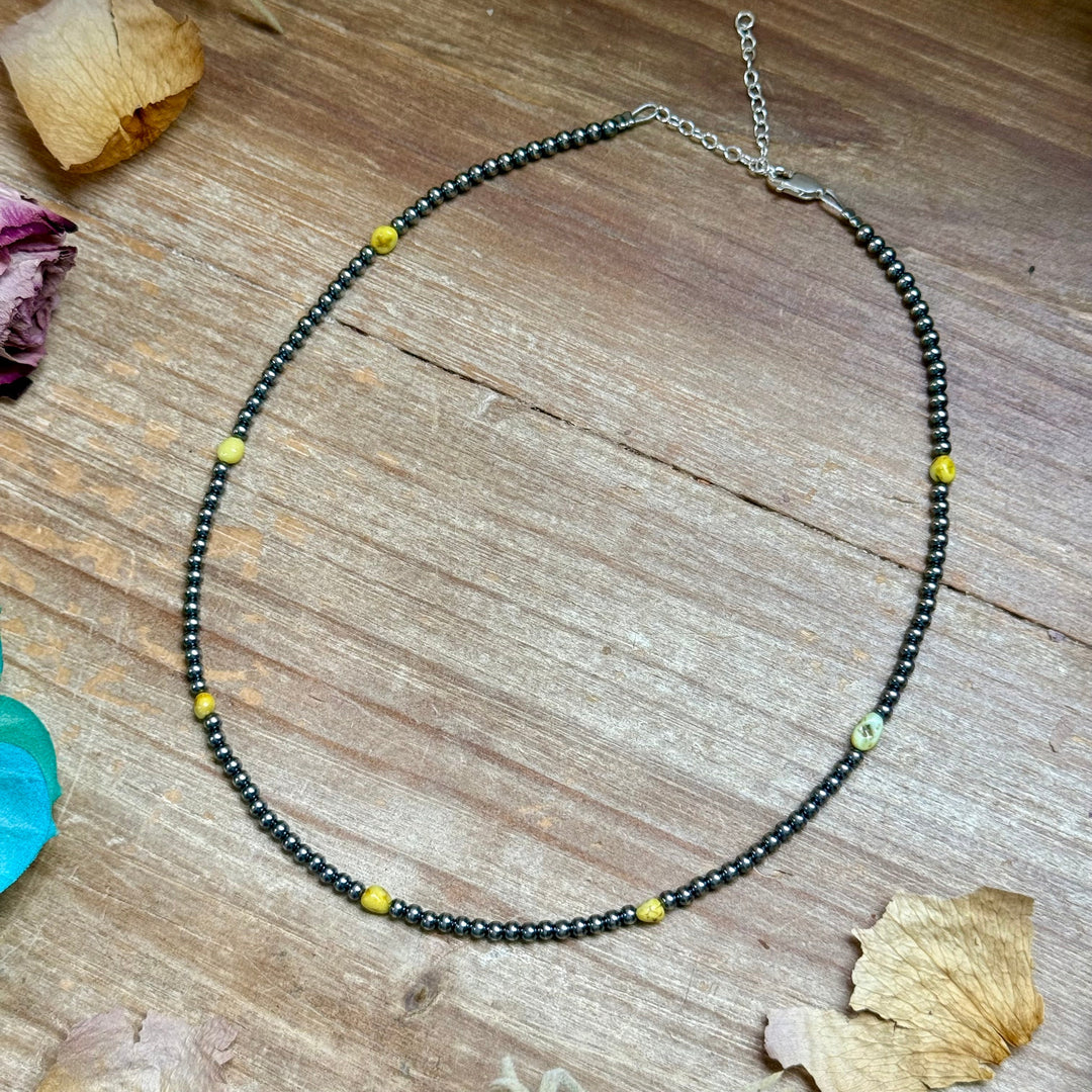 15” Palomino Turquoise Necklace – Sterling Silver Pearls Necklaces Shopify Collective The Bijoux FAB Jewelry The Bijoux FAB Jewelry