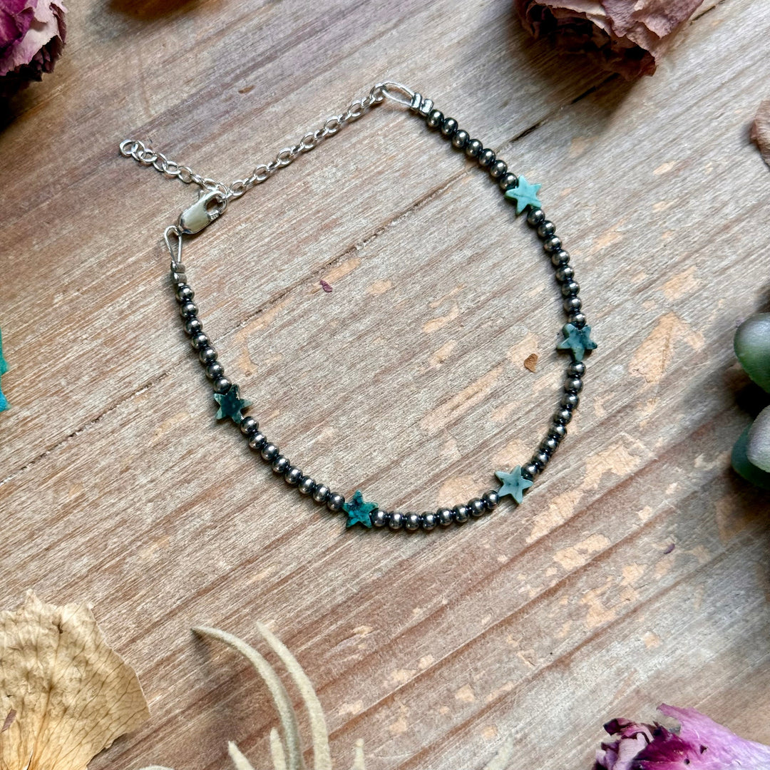 African Turquoise Onyx Star Bracelet with Sterling Silver Pearls Bracelets Shopify Collective The Bijoux FAB Jewelry The Bijoux FAB Jewelry