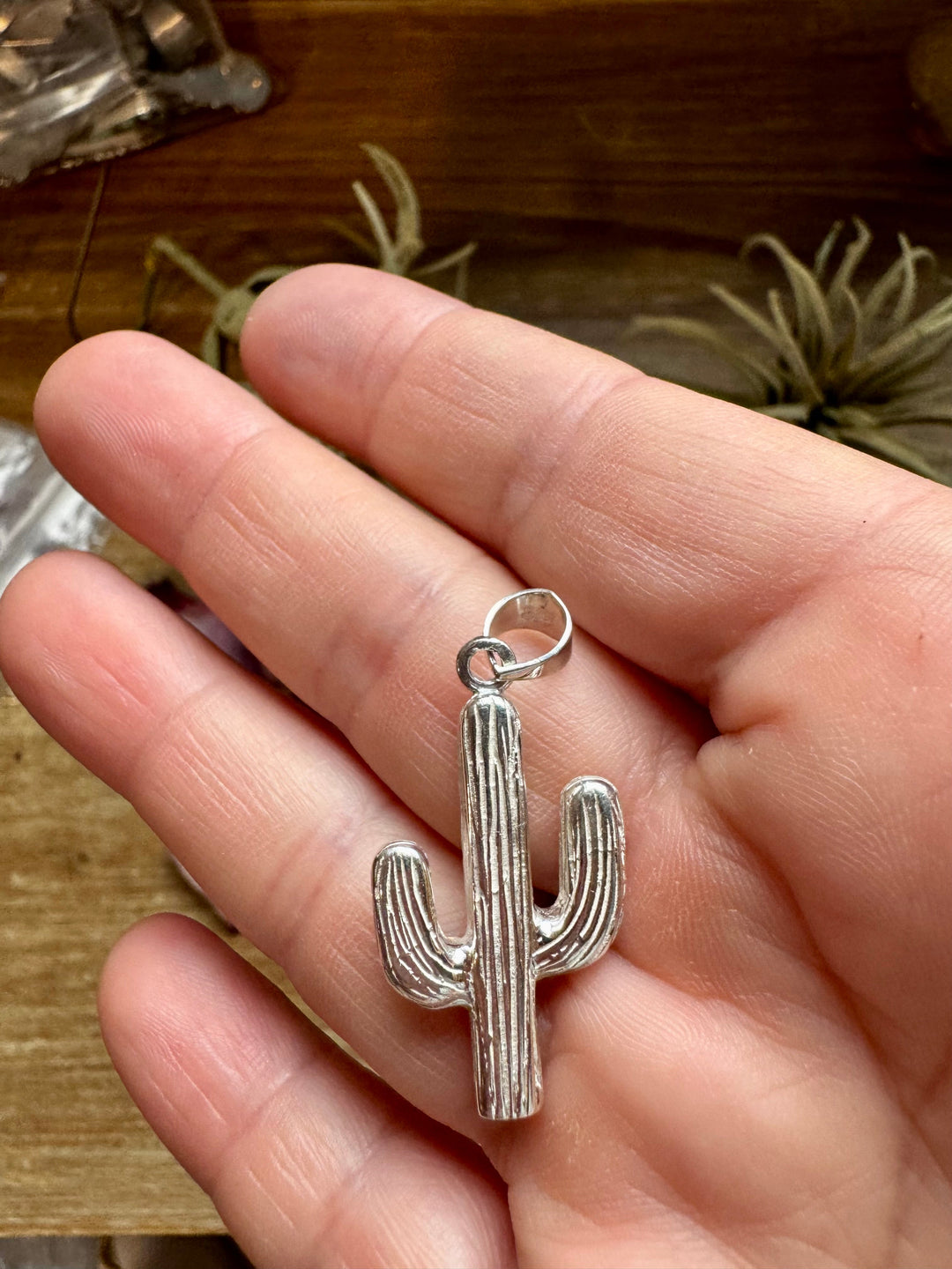 Cactus Pendant with White Opal – Sterling Silver – Fits 4mm Pearls Pendant Shopify Collective The Bijoux FAB Jewelry The Bijoux FAB Jewelry