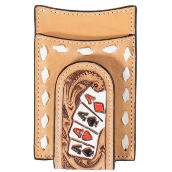 3D Men's Money Clip Wallet – Hand Painted Ace Cards D250010748