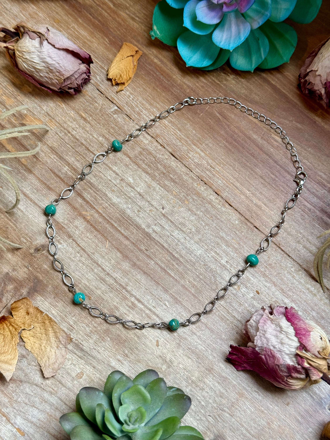 Turquoise Chain Necklace – 14" – Silver Plated Chains Shopify Collective The Bijoux FAB Jewelry The Bijoux FAB Jewelry