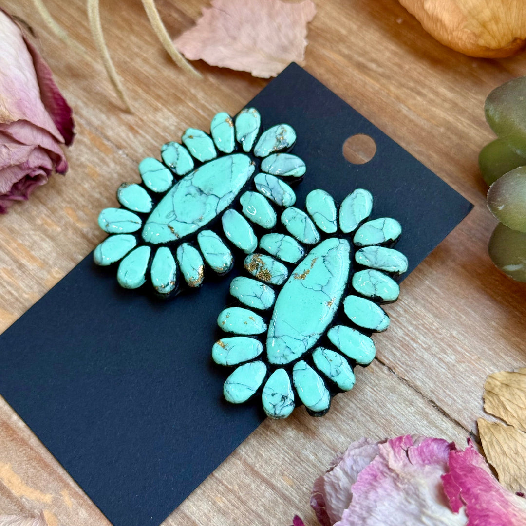 Mint Concho Large Clay Stud Earrings Earrings Shopify Collective The Bijoux FAB Jewelry The Bijoux FAB Jewelry