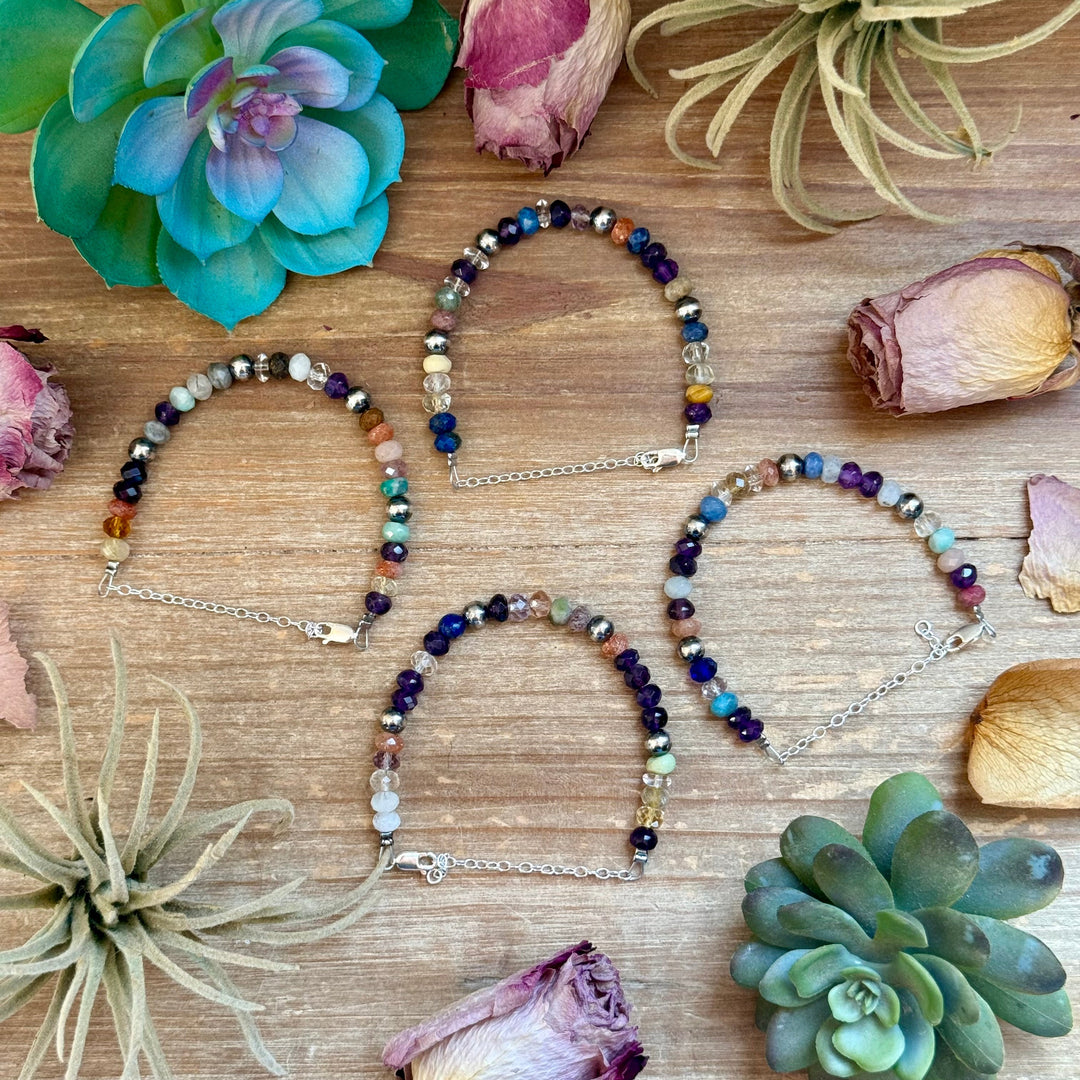 6.25” Mixed Gemstone Bracelet – 6mm Sterling Silver Pearls Bracelets Shopify Collective The Bijoux FAB Jewelry The Bijoux FAB Jewelry