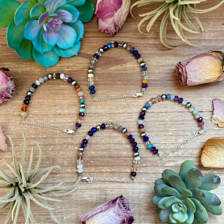 6.25” Mixed Gemstone Bracelet – 6mm Sterling Silver Pearls Bracelets Shopify Collective The Bijoux FAB Jewelry The Bijoux FAB Jewelry