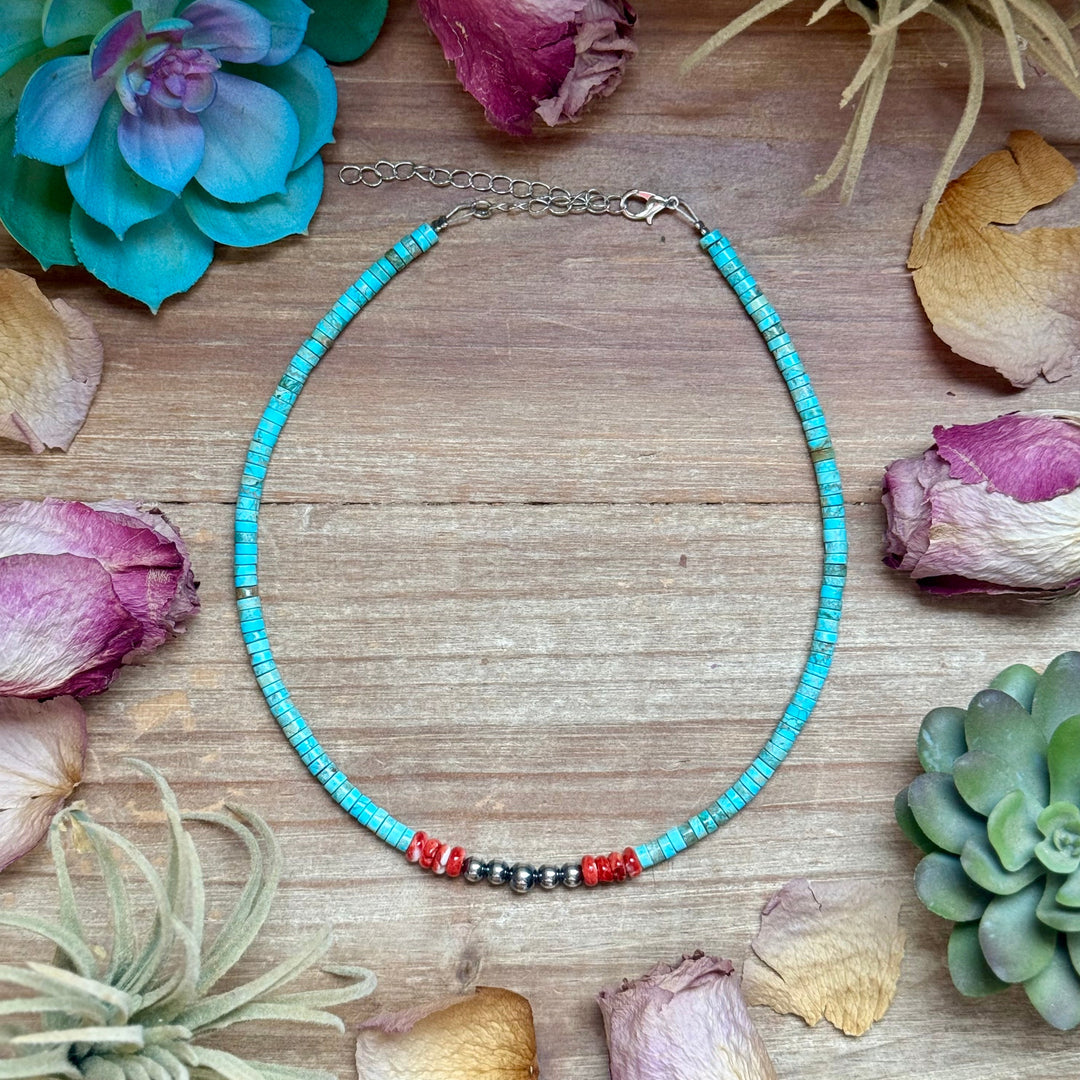 14” Vibrant Choker – Turquoise, Spiny Oyster & Sterling Silver chokers Shopify Collective The Bijoux FAB Jewelry The Bijoux FAB Jewelry