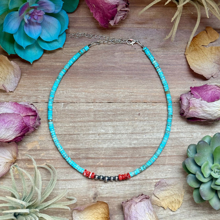 14” Vibrant Choker – Turquoise, Spiny Oyster & Sterling Silver chokers Shopify Collective The Bijoux FAB Jewelry The Bijoux FAB Jewelry
