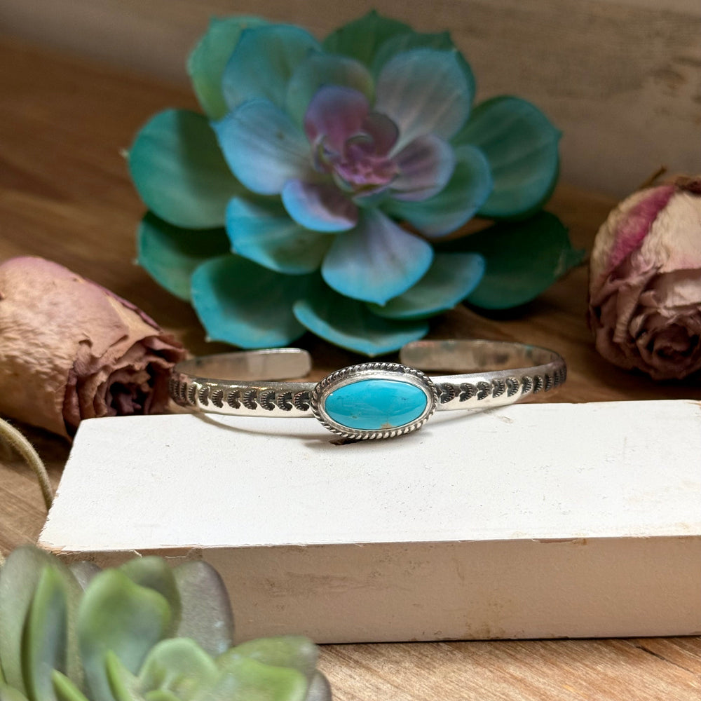 121 Sterling Silver Kingman Turquoise Stamped Stacking Cuff by Jason Ogg cuff Shopify Collective The Bijoux FAB Jewelry The Bijoux FAB Jewelry