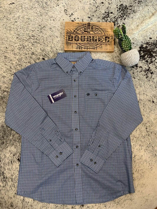 WRANGLER LS CLASIC RELAXED FIT SHIRT BLUE Shirts & Tops Wrangler