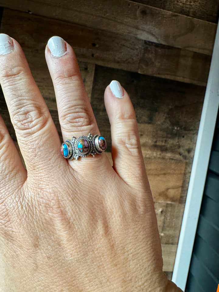 Band Ring - Size 7 - Pink Dahlia & sterling silver ring Shopify Collective The Bijoux FAB Jewelry The Bijoux FAB Jewelry
