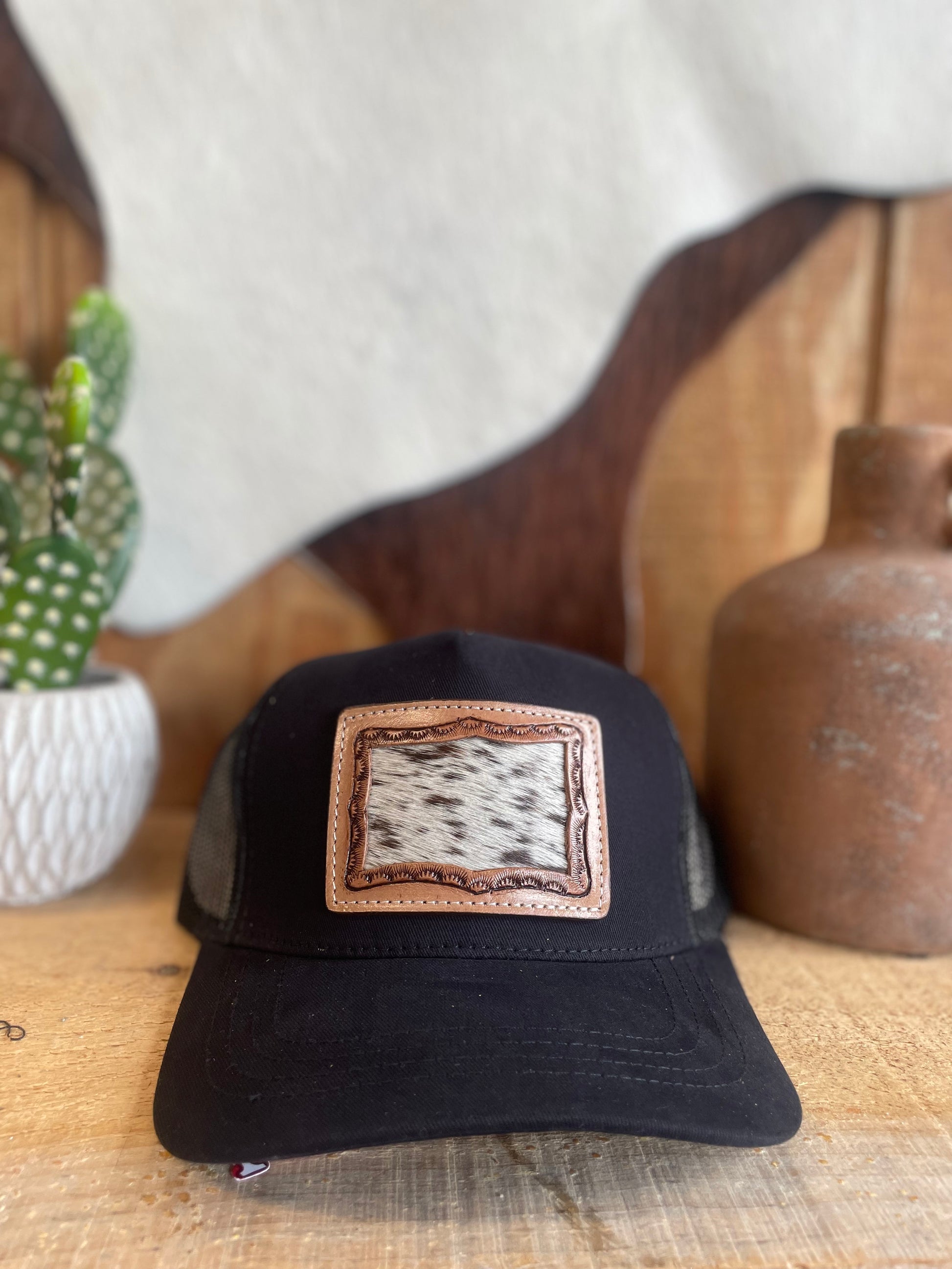 Cowhide Patch Cap Double C Western Supply