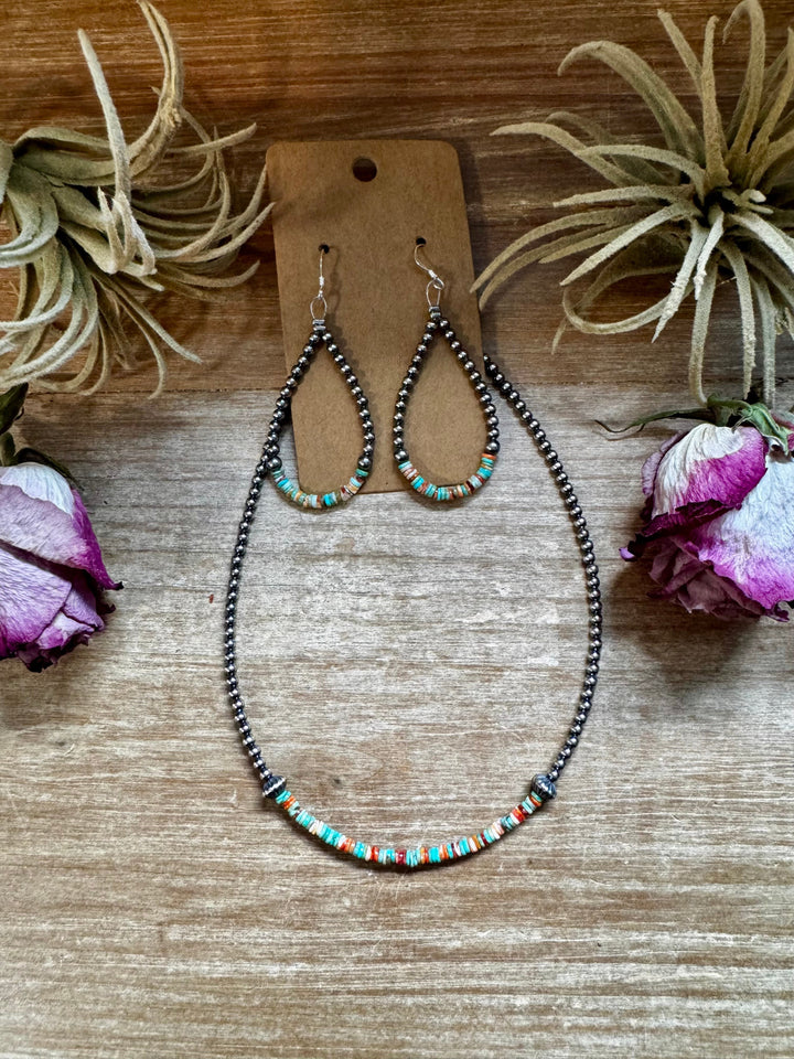 Green & Orange Heishi Earrings – Sterling Silver Pearls Earrings Shopify Collective The Bijoux FAB Jewelry The Bijoux FAB Jewelry