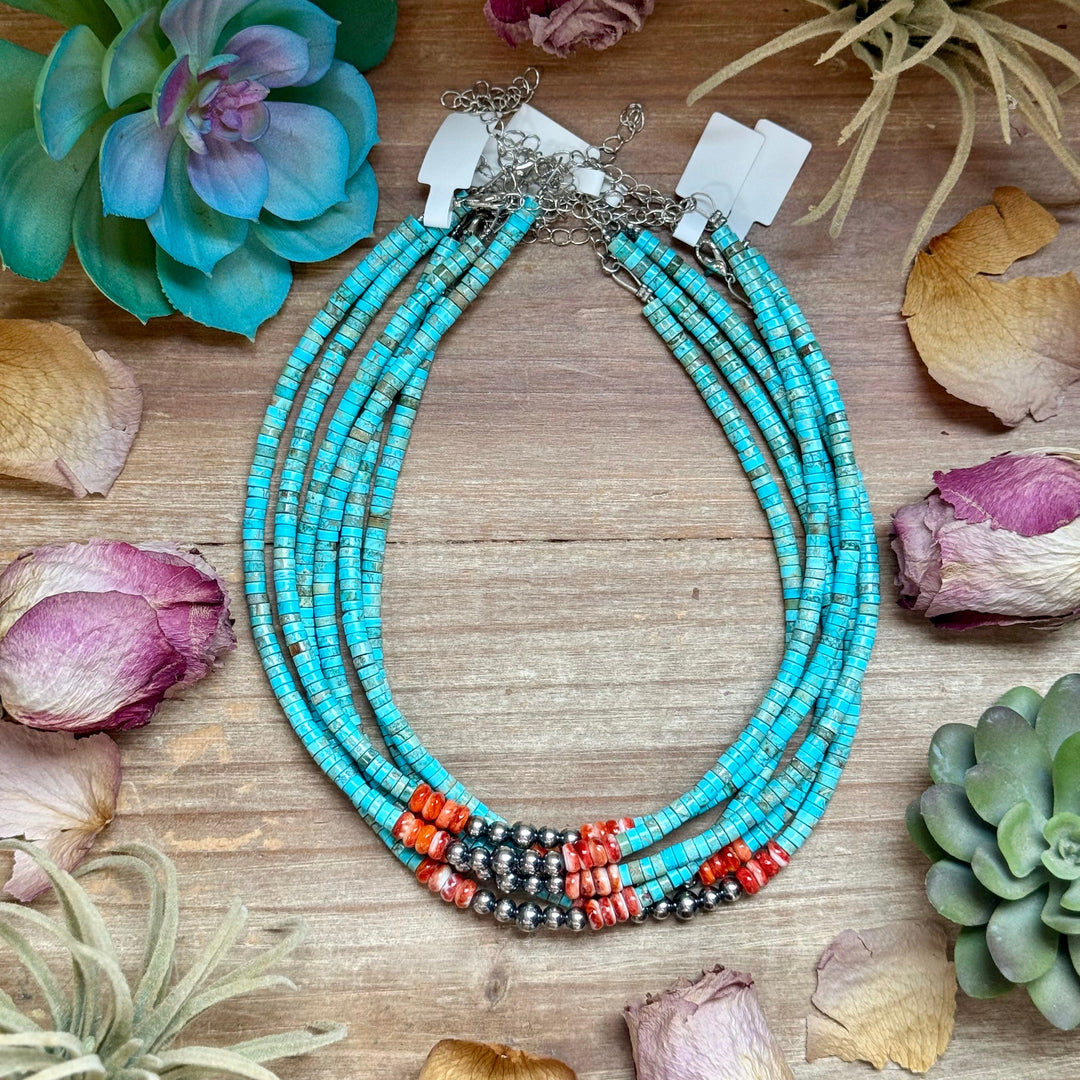 14” Vibrant Choker – Turquoise, Spiny Oyster & Sterling Silver chokers Shopify Collective The Bijoux FAB Jewelry The Bijoux FAB Jewelry