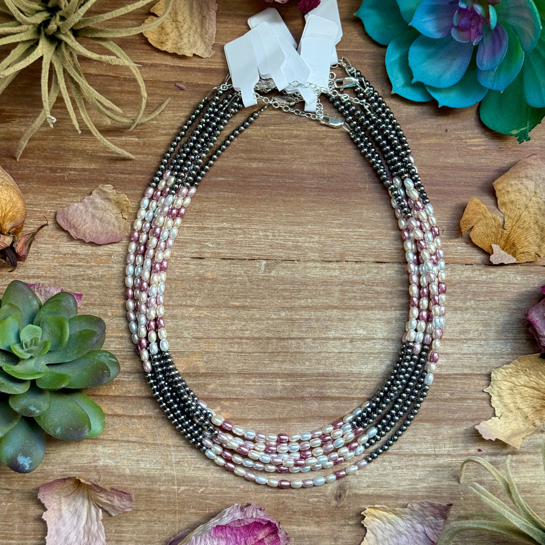 15.25” Pink Freshwater Pearl Necklace – Sterling Silver Pearls Necklaces Shopify Collective The Bijoux FAB Jewelry The Bijoux FAB Jewelry