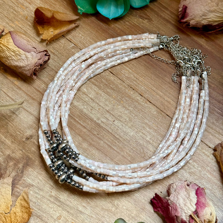 Cream Shell Heishi Necklace – 15" Necklaces Shopify Collective The Bijoux FAB Jewelry The Bijoux FAB Jewelry