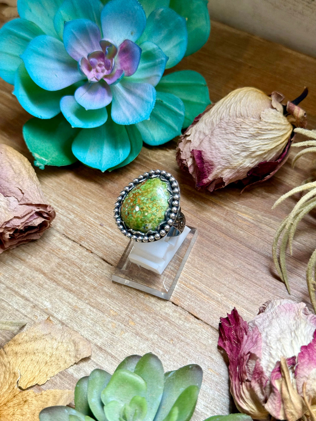 MJ Green Turquoise Sterling Silver Ring – Adjustable Free Form Ring Shopify Collective The Bijoux FAB Jewelry The Bijoux FAB Jewelry
