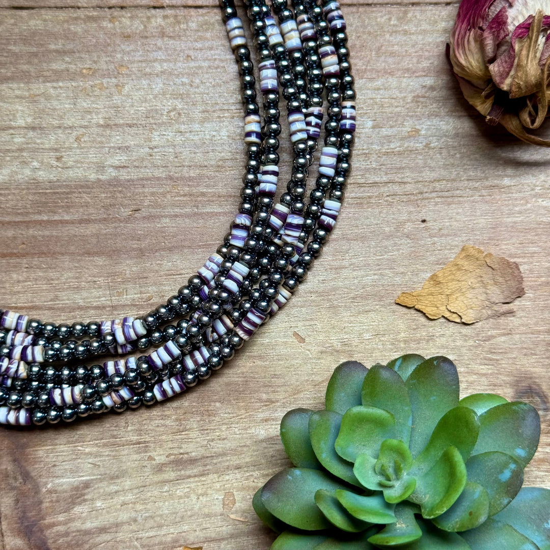 Wampum Shell & Sterling Silver Necklace 4mm 16" Necklaces Shopify Collective The Bijoux FAB Jewelry The Bijoux FAB Jewelry