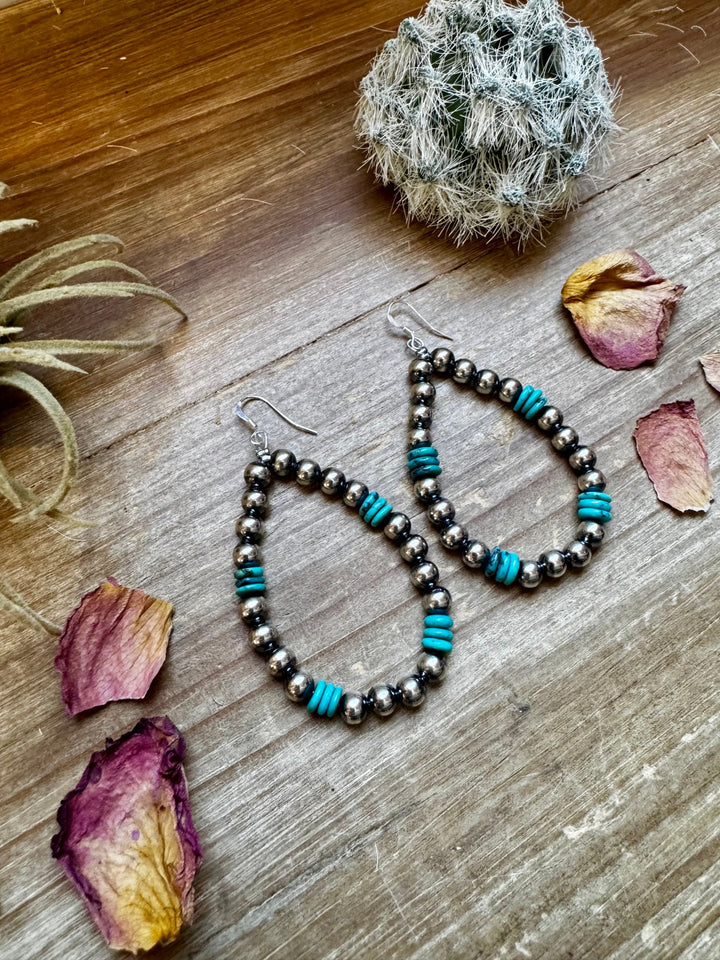 Real turquoise dangle earrings & 6 mm Sterling silver pearls earrings Shopify Collective The Bijoux FAB Jewelry The Bijoux FAB Jewelry