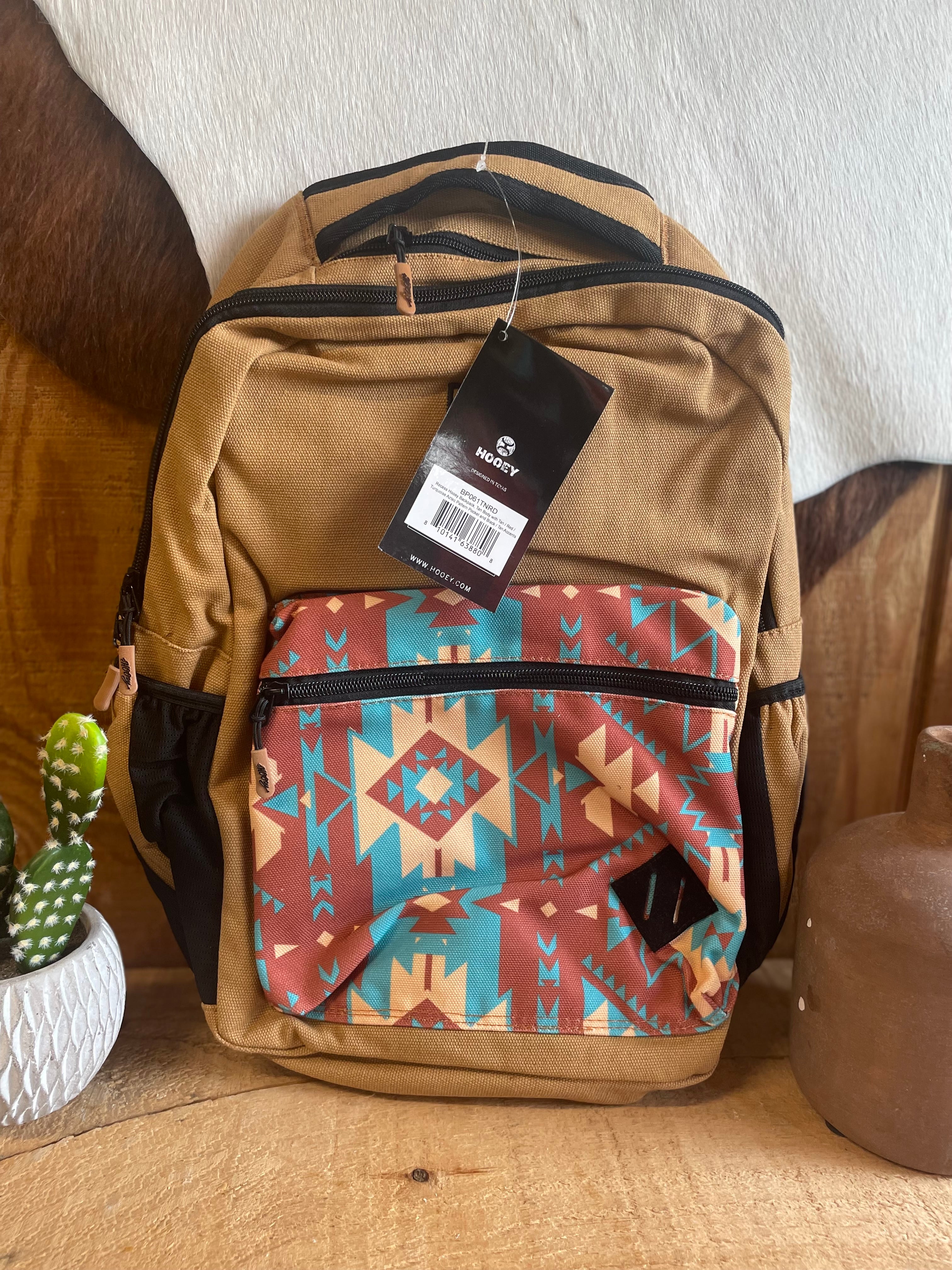 RECESS HOOEY BACKPACK TAN W RED TURQUOISE AZTEC Double C Western Supply