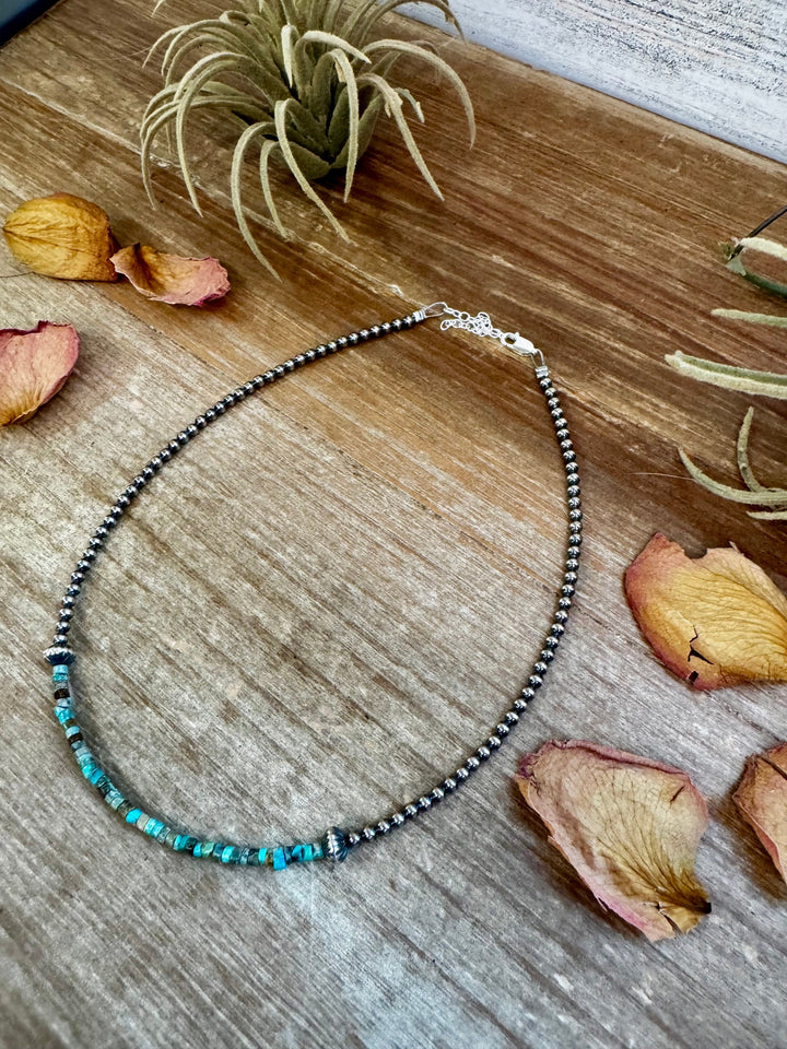 Blue-Green Turquoise Heishi Choker – 14" Choker Shopify Collective The Bijoux FAB Jewelry The Bijoux FAB Jewelry