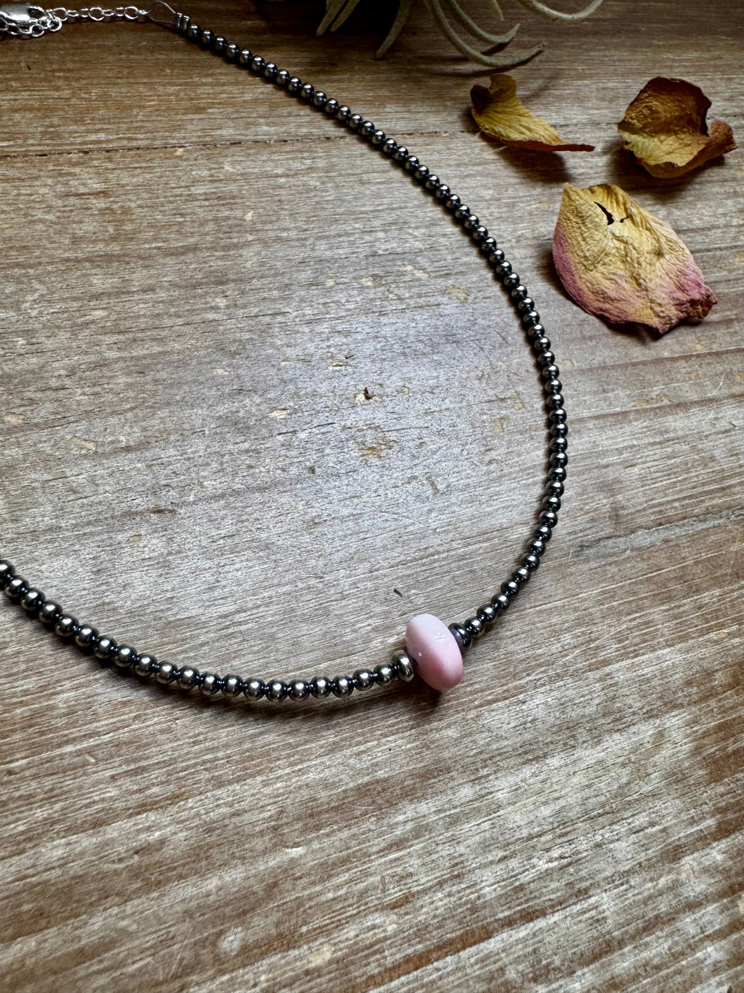 Sterling Silver Pearl Choker – Pink Conch Saucer Center – 14.5" + Extender Necklaces Shopify Collective The Bijoux FAB Jewelry The Bijoux FAB Jewelry