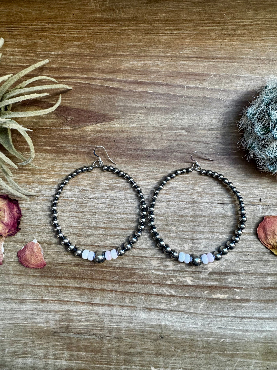 Big Sterling Silver Pearls Hoops with pink Conch Earrings Shopify Collective The Bijoux FAB Jewelry The Bijoux FAB Jewelry