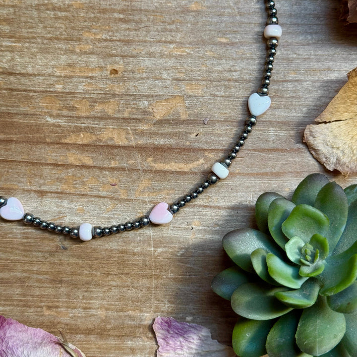 15” Pink Conch Heart Necklace – Sterling Silver Pearls Necklaces Shopify Collective The Bijoux FAB Jewelry The Bijoux FAB Jewelry