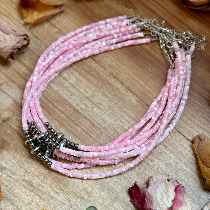Pink Shell Heishi Necklace – 15" Necklaces Shopify Collective The Bijoux FAB Jewelry The Bijoux FAB Jewelry