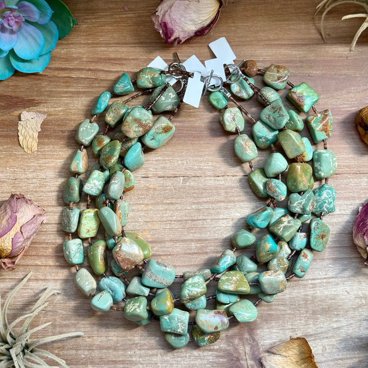 20” Brown Shell & Green Turquoise Nugget Necklace Necklaces Shopify Collective The Bijoux FAB Jewelry The Bijoux FAB Jewelry