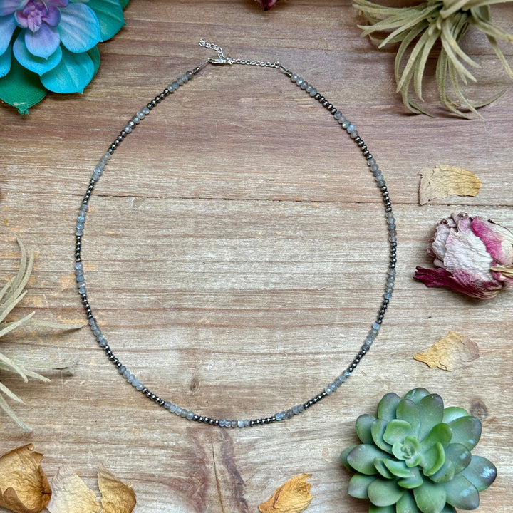 Faceted Moonstone Necklace – 19" 3mm Necklaces Shopify Collective The Bijoux FAB Jewelry The Bijoux FAB Jewelry
