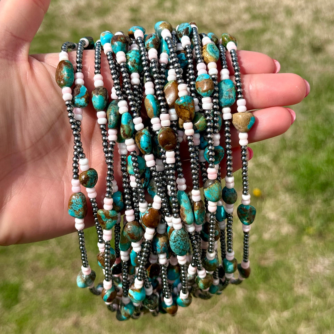 15” Pink Conch & Turquoise Necklace – Sterling Silver Necklaces Shopify Collective The Bijoux FAB Jewelry The Bijoux FAB Jewelry