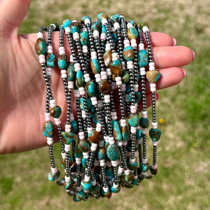 15” Pink Conch & Turquoise Necklace – Sterling Silver Necklaces Shopify Collective The Bijoux FAB Jewelry The Bijoux FAB Jewelry